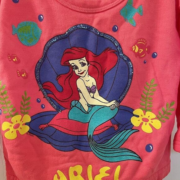 Vintage Disney The Little Mermaid Ariel Sweatshirt Pink Sequins USA Girls SZ 2T - Picture 3 of 15